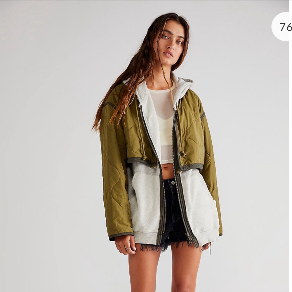 Olive and Gray Women's Jacket